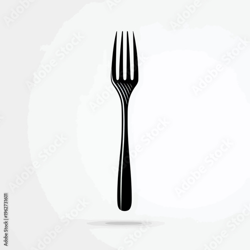 Elegant Black Dining Fork on White Background