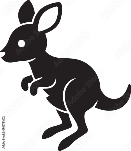 Joey Baby Kangaroo in Garden Silhouette Cute Animal Nature Vector
