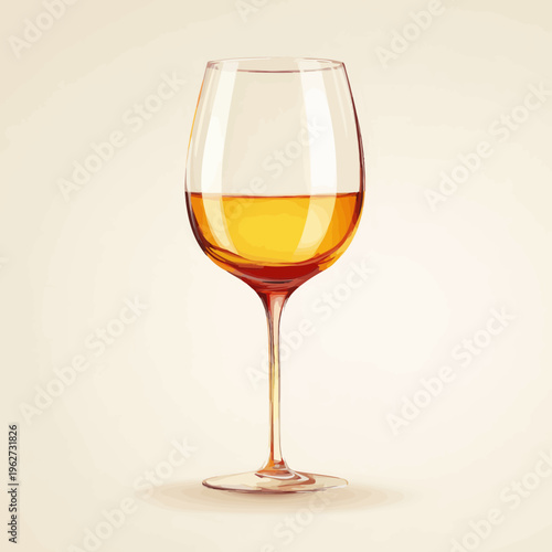 Elegant wine glass filled with amber beverage