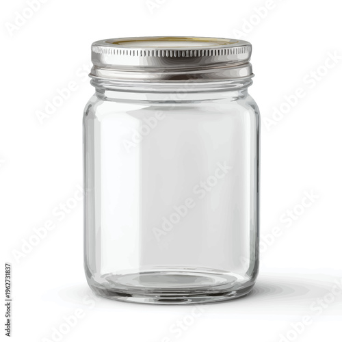 Empty Glass Jar with Silver Metal Lid