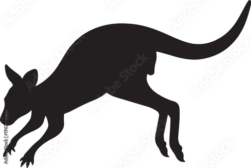 Joey Baby Kangaroo in Garden Silhouette Cute Animal Nature Vector