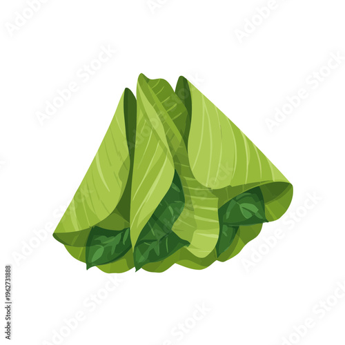 Folded Banana Leaf Food Wraps with Green Filling