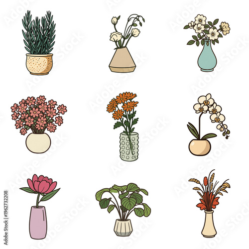 FLOWER IN VASE ICON SET