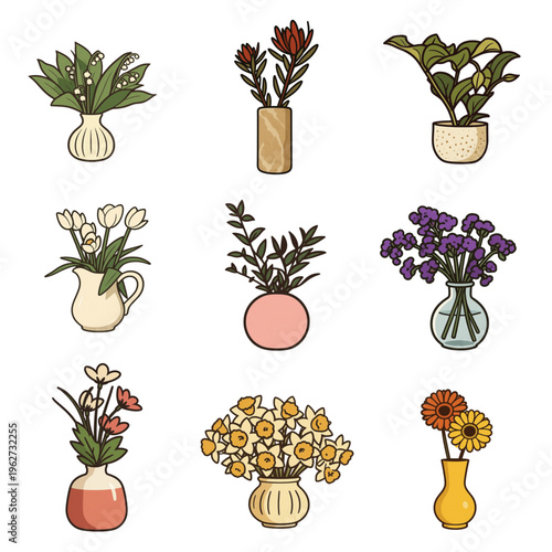 FLOWER IN VASE ICON SET