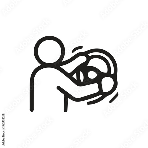 Simple Line Icon Of A Person Driving A Car And Turning The Wheel