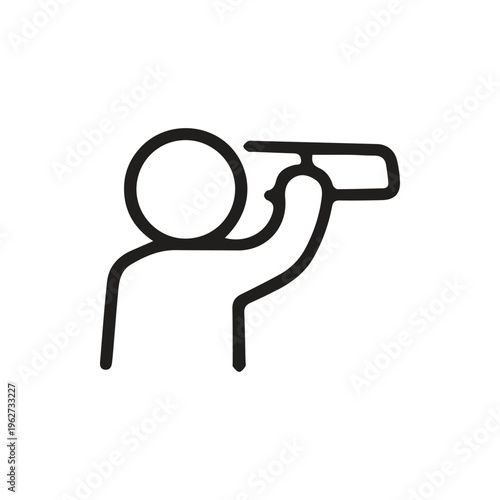 Minimalist Line Icon Of A Person Looking Through A Viewing Device
