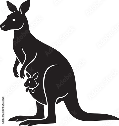 Kangaroo Icon Silhouette Minimal Animal Logo Vector Illustration