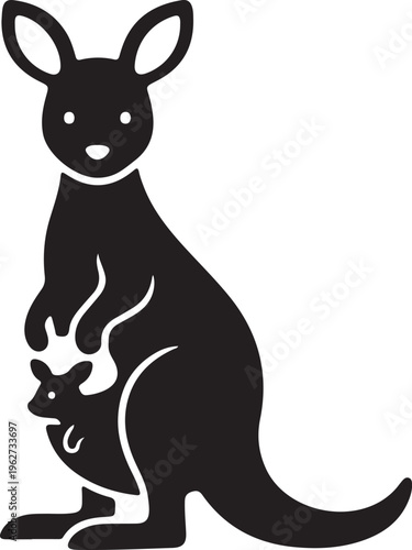 Kangaroo Icon Silhouette Minimal Animal Logo Vector Illustration