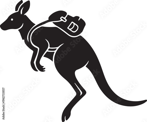 Kangaroo Icon Silhouette Minimal Animal Logo Vector Illustration