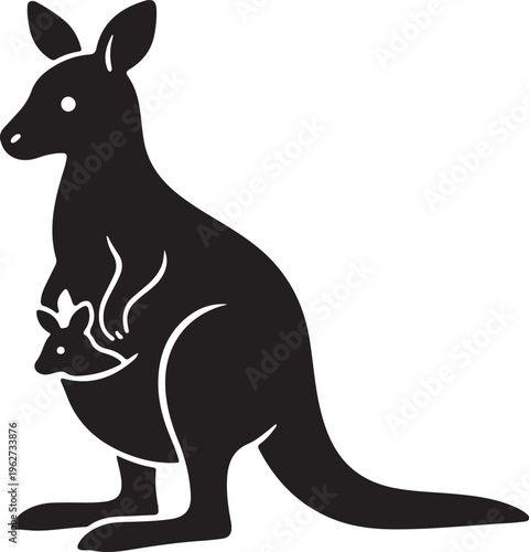 Kangaroo Icon Silhouette Minimal Animal Logo Vector Illustration
