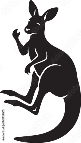 Kangaroo Icon Silhouette Minimal Animal Logo Vector Illustration