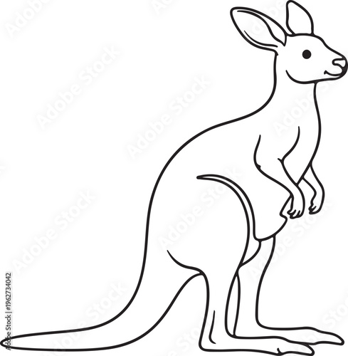 Kangaroo Outline Silhouette Minimal Animal Line Art Vector Illustration