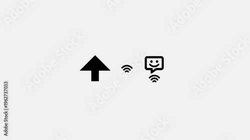 Digital concept of wireless data transfer, upload progress, and positive online communication icon