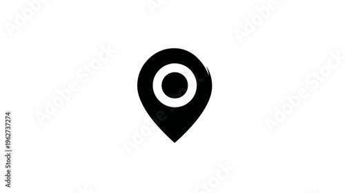 Black location pin icon for map navigation, GPS, destination, and geotagging. Simple flat design symbol on white background.