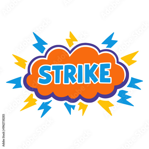 cartoon strike text effect comic flat color vector illustration template design