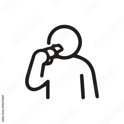 Minimalist Line Icon Of Person Using An Asthma Inhaler For Breath