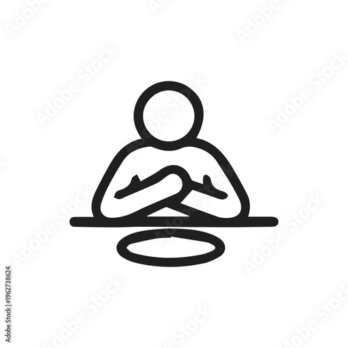 Minimalist Icon Of A Person Waiting Patiently At A Table For Food