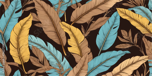 Autumn leaves swirling in forest with bright fall colors