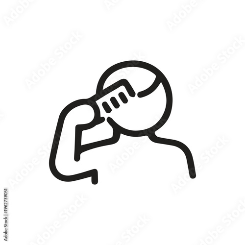 Minimalist Black And White Icon Of A Person Styling Their Hair