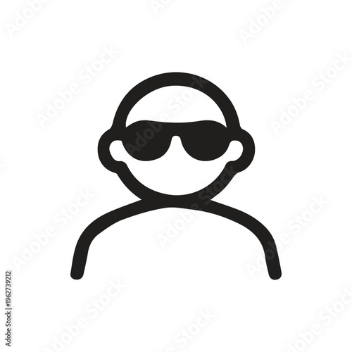 Minimalist Black Line Icon Of A Person Wearing Cool Sunglasses