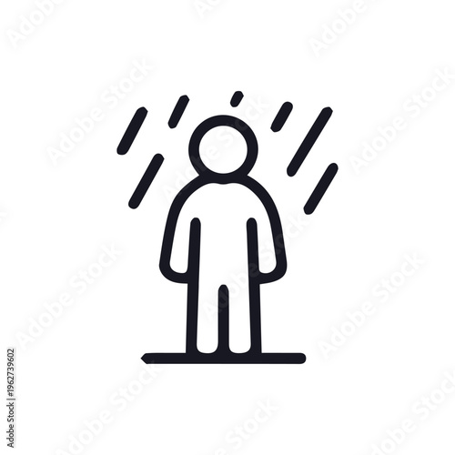 Clean Vector Illustration Of A Person Getting Wet In A Rainstorm