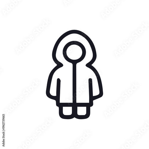 Minimalist Hooded Raincoat Icon Simple Weather Protection Symbol