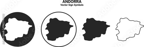 Andorra Map Icon Set Vector Minimal Silhouette