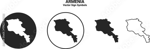 Armenia Map Icon Set Vector Minimal Silhouette