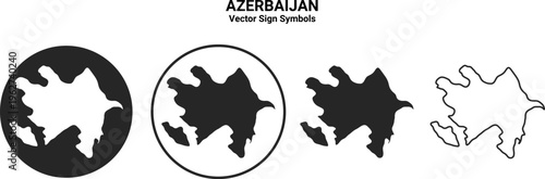 Azerbaijan Map Icon Set Vector Minimal Silhouette