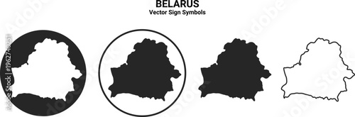 Belarus Map Icon Set Vector Minimal Silhouette