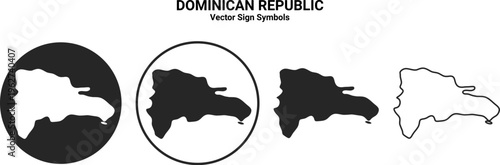 Dominican Republic Map Icon Set Vector Minimal Silhouette