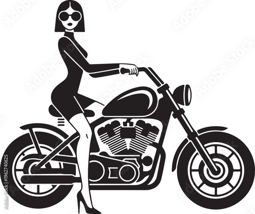 Lady with Bicycle Silhouette Woman Cycling Lifestyle Vector Illustration