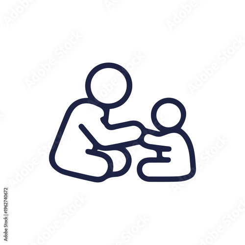 Minimalist Line Art Icon Of A Parent Playing With Their Young Child