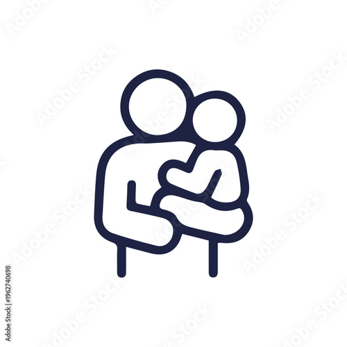 Minimalist Icon Of A Loving Parent Cradling Their Newborn Baby