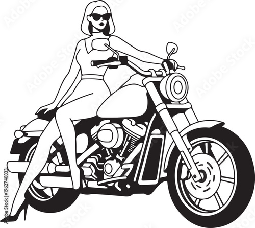 Lady with Bicycle Silhouette Woman Cycling Lifestyle Vector Illustration