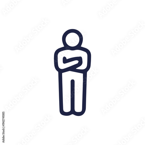 Minimalist Line Icon of a Person Standing with Arms Crossed Design