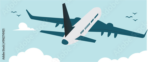 flying plane for landing page, website, or logo