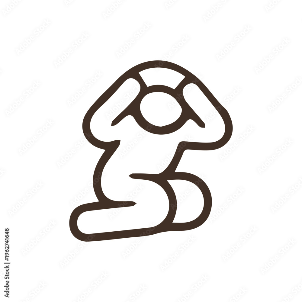 Obraz premium Minimalist Line Icon Of A Person In Despair Holding Their Head