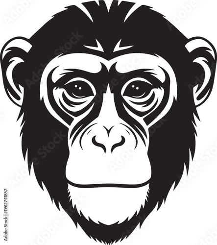 Monkey Head Silhouette Primate Animal Face Vector Illustration