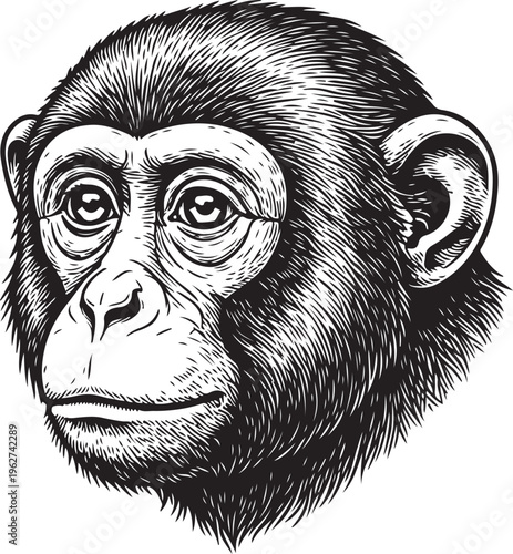 Monkey Head Silhouette Primate Animal Face Vector Illustration