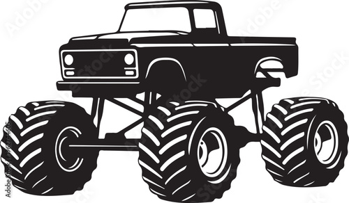 Monster Truck Icon Silhouette Off Road Vehicle Logo Vector Illustration