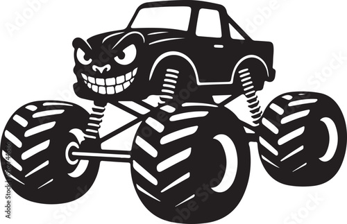Monster Truck Icon Silhouette Off Road Vehicle Logo Vector Illustration