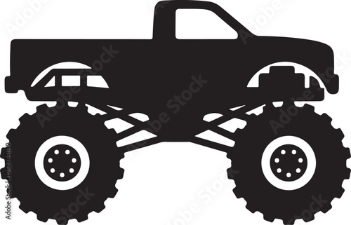 Monster Truck Icon Silhouette Off Road Vehicle Logo Vector Illustration