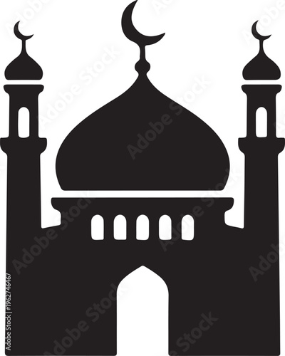Mosque Icon Silhouette Islamic Architecture Religious Vector Illustration