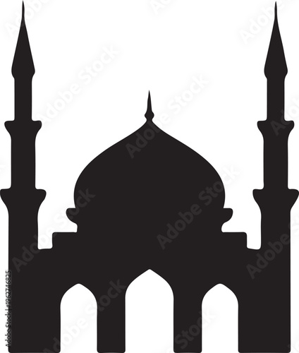 Mosque Icon Silhouette Islamic Architecture Religious Vector Illustration