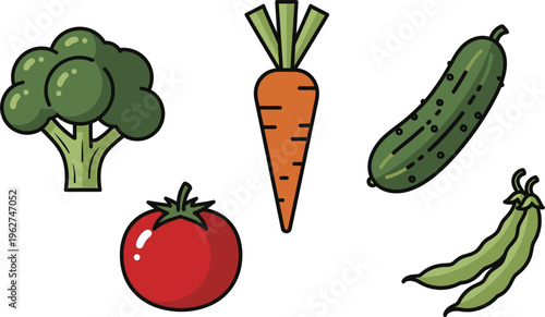 set of fresh vegetables
