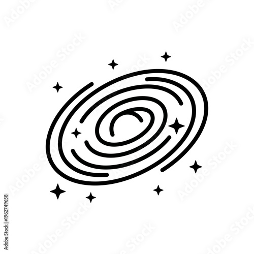 Spiral galaxy icon outline for space projects