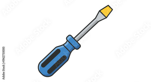 Screwdriver Tool with Blue Handle.