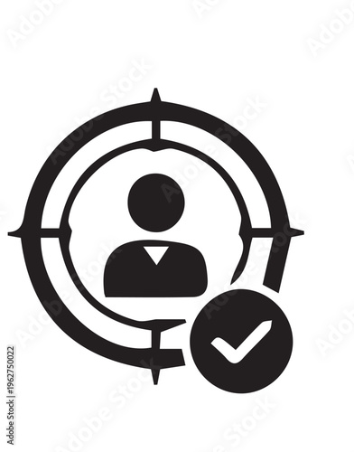 Targeted audience, user profile icon, marketing symbol, vector graphic