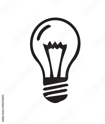 Black light bulb icon, simple lamp symbol, vector illustration, minimalist design element